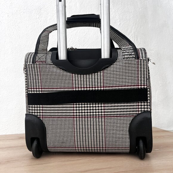 London Fog Under the Seat Carryon Sheffield Roller Bag 15IN Houndstooth #1470 - Picture 2 of 16